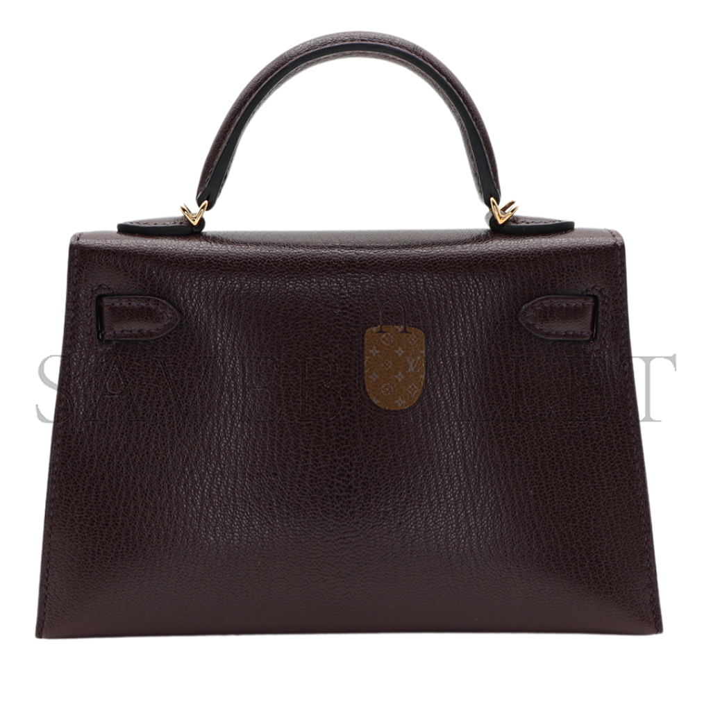 H**mes master kelly ii sellier mini rouge sellier chevre leather gold hardware (19*12*5.5cm)